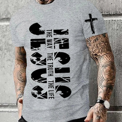 Loose Men's T-shirt Jesus The Way The Truth The Life Print