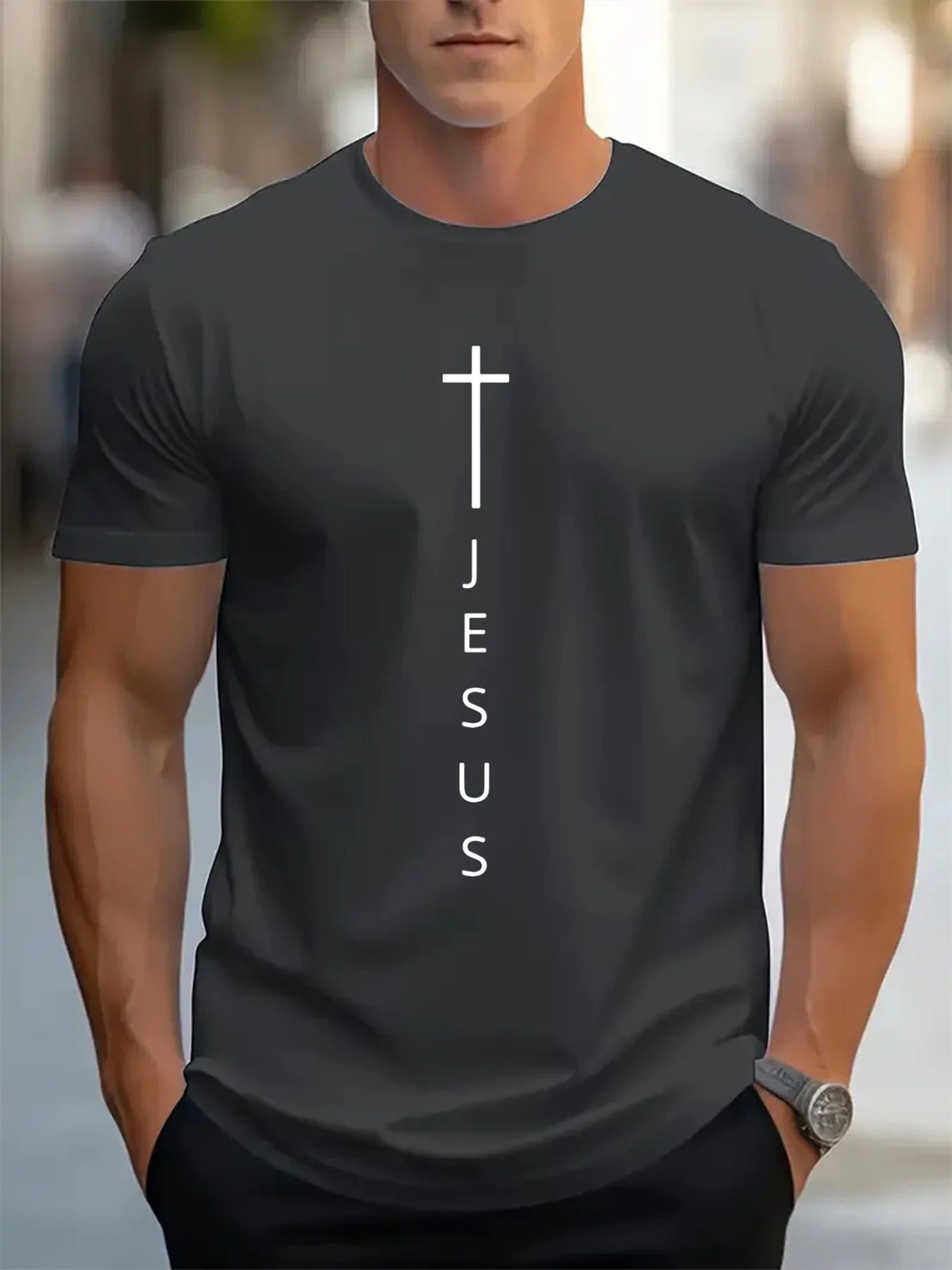 Men's Faith Cross Casual Cotton Tee