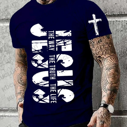 Loose Men's T-shirt Jesus The Way The Truth The Life Print