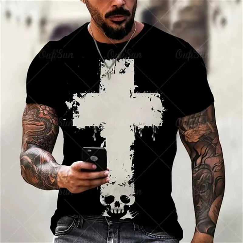 Christian Men's Gothic 3D Print Tees