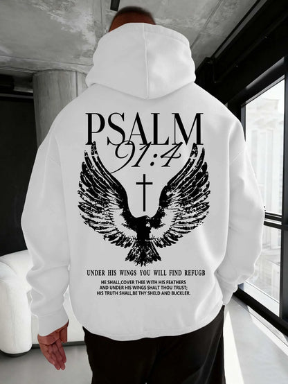 Psalm 91:4 Print Men Women Hooded Sweatshirt