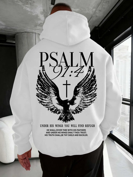 Psalm 91:4 Print Men Women Hooded Sweatshirt