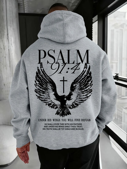 Psalm 91:4 Print Men Women Hooded Sweatshirt