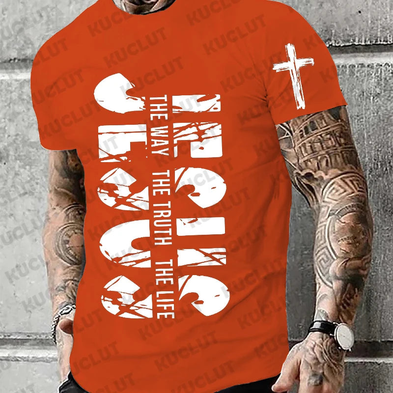Loose Men's T-shirt Jesus The Way The Truth The Life Print