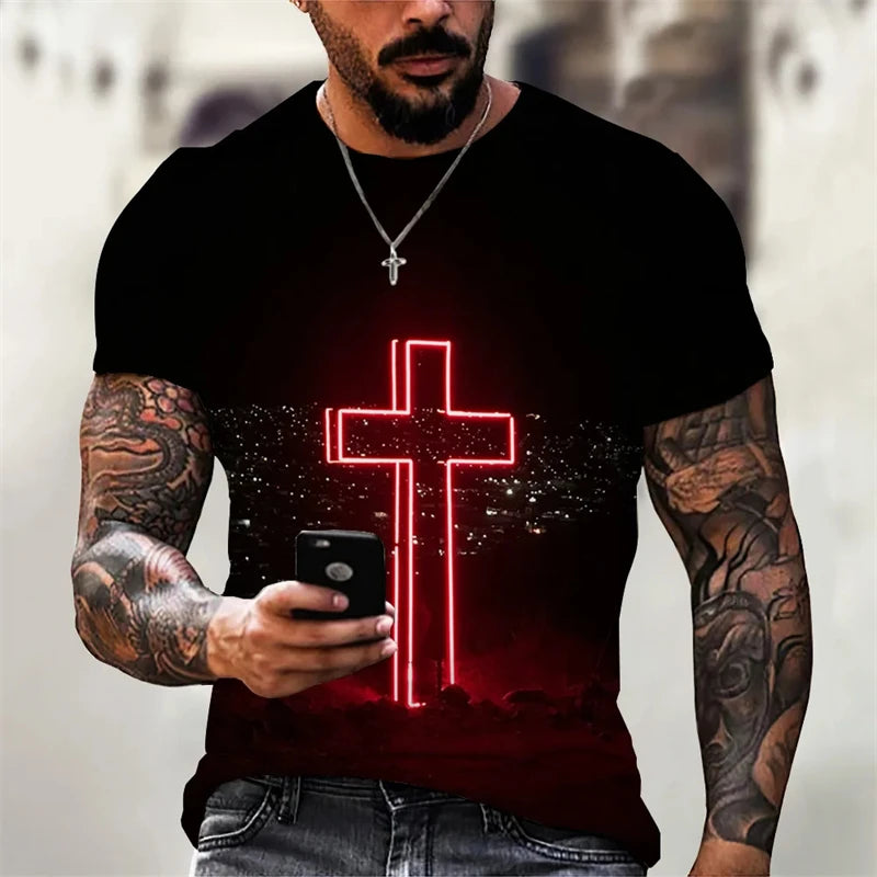 Christian Men's Gothic 3D Print Tees