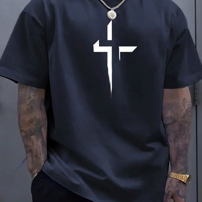 Men's 100% Cotton Faith Cross Printed T-Shirt