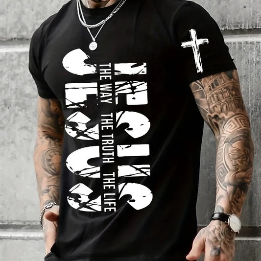 Loose Men's T-shirt Jesus The Way The Truth The Life Print