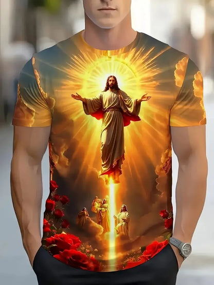 Men's 3D Jesus Print T-Shirt