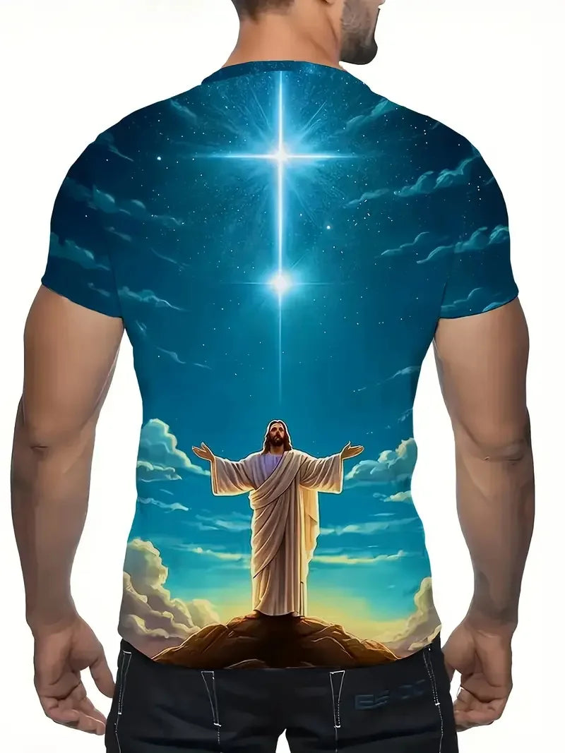 Men's 3D Jesus Print T-Shirt