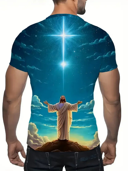 Men's 3D Jesus Print T-Shirt