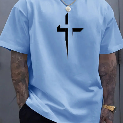 Men's 100% Cotton Faith Cross Printed T-Shirt