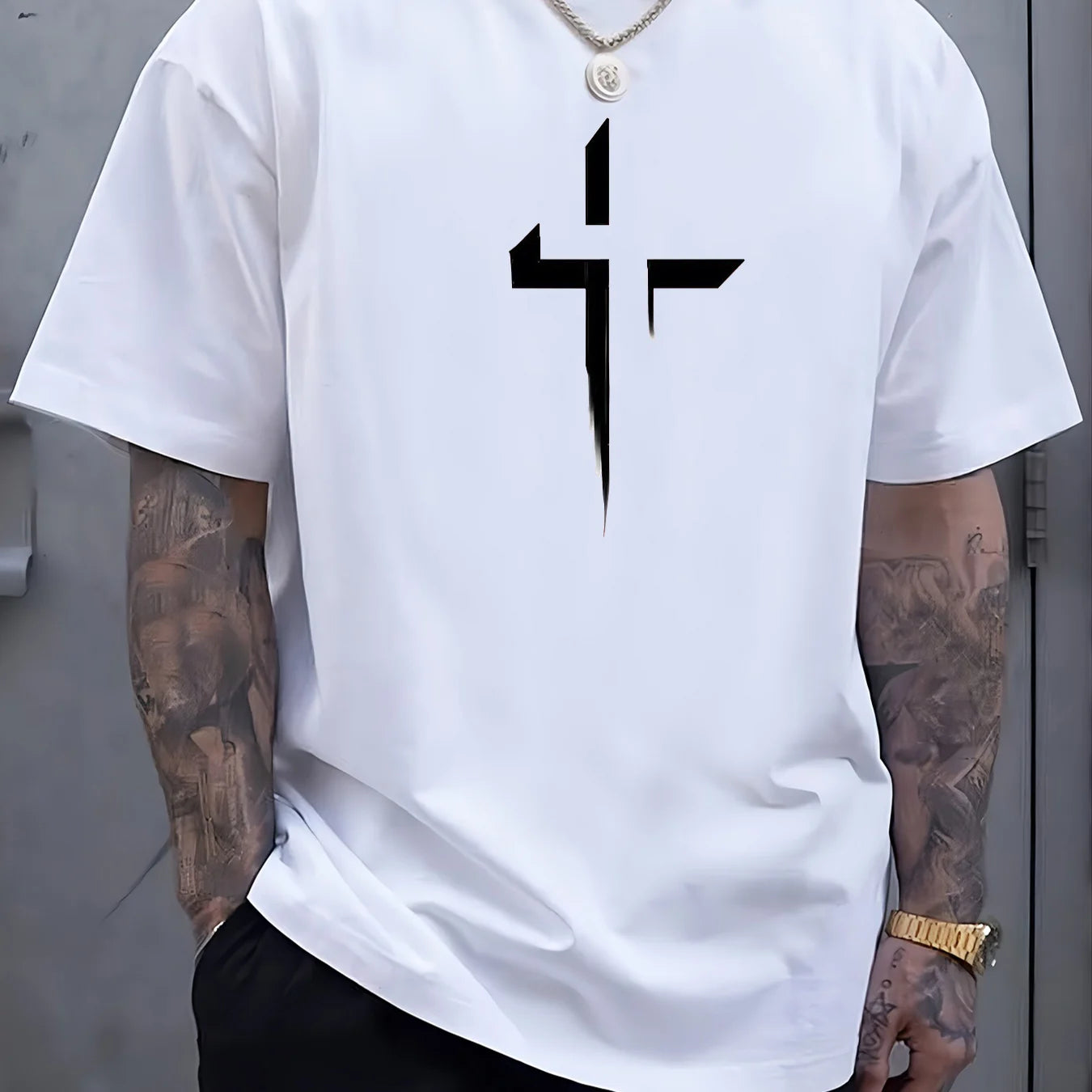 Men's 100% Cotton Faith Cross Printed T-Shirt