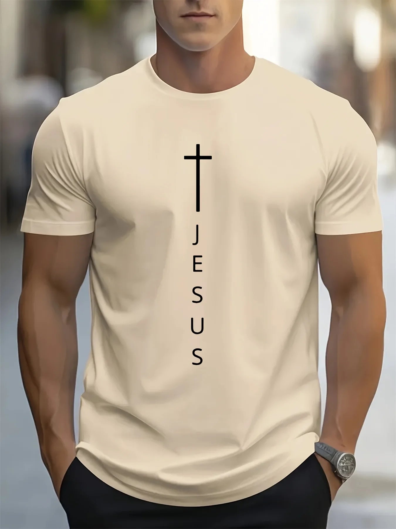 Men's Faith Cross Casual Cotton Tee