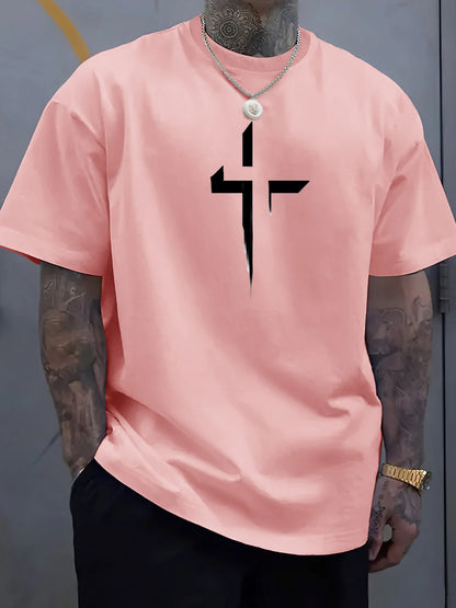 Men's 100% Cotton Faith Cross Printed T-Shirt