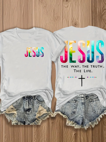 Colorful Jesus Print Women's T-Shirt