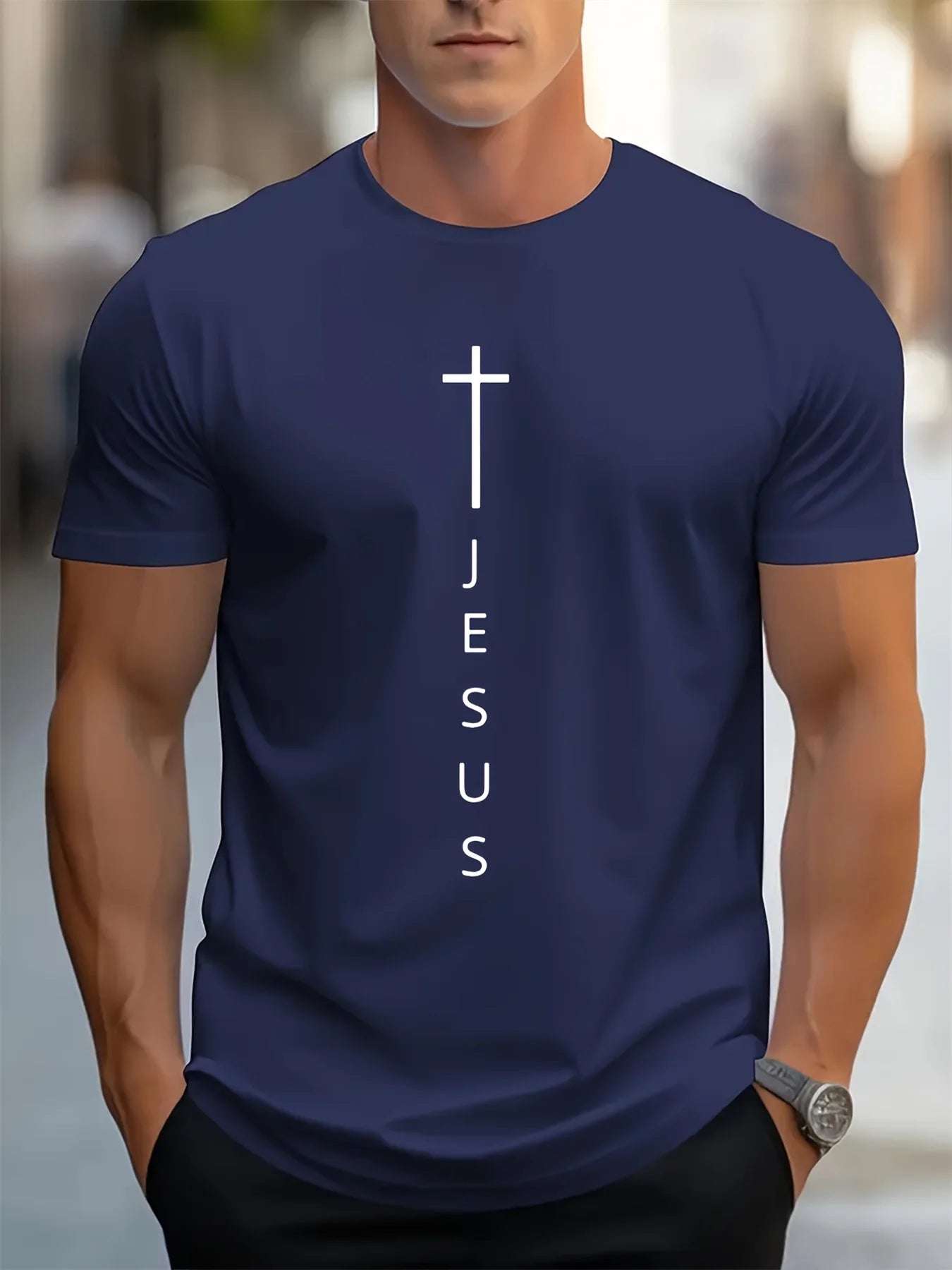 Men's Faith Cross Casual Cotton Tee