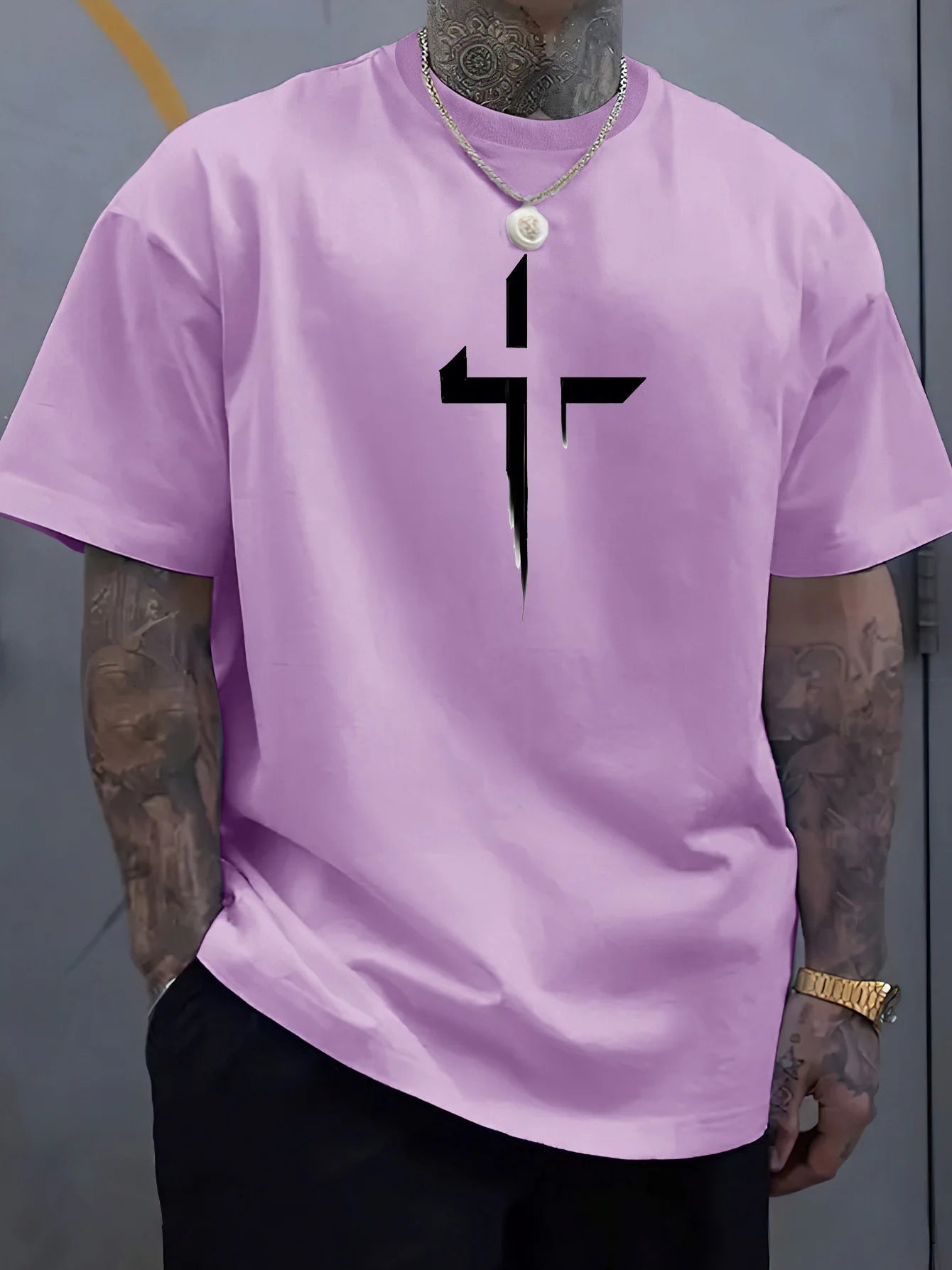 Men's 100% Cotton Faith Cross Printed T-Shirt