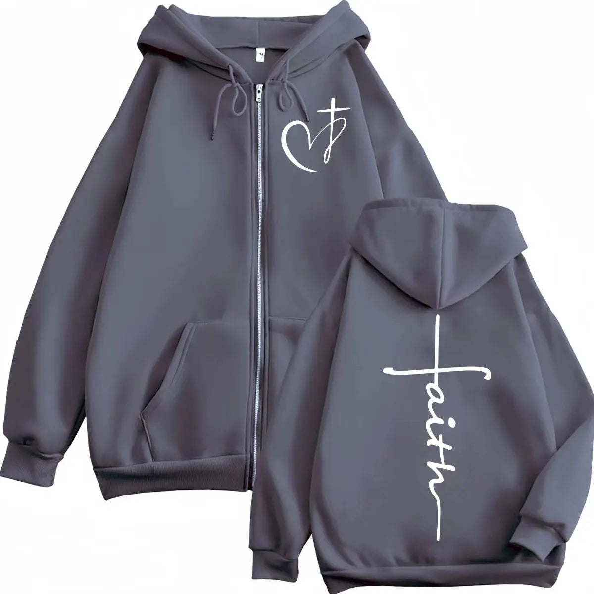 Faith Heart Cross Zip Up Mens/Women Hoodie