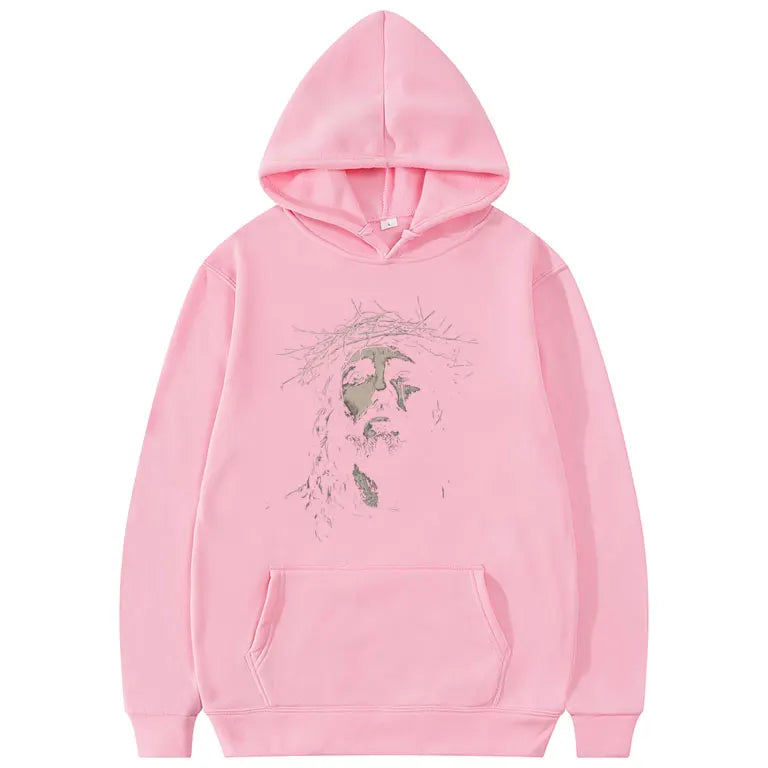 Jesus Face Vintage Graphic Hoodie